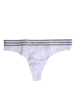 Dolce & Gabbana White Nylon Floral Lace Bottom Panty Underwear