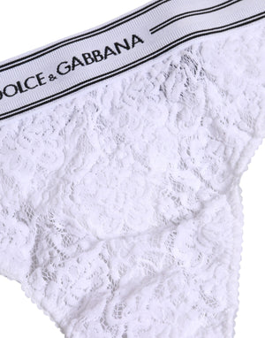 Dolce & Gabbana White Nylon Floral Lace Bottom Panty Underwear