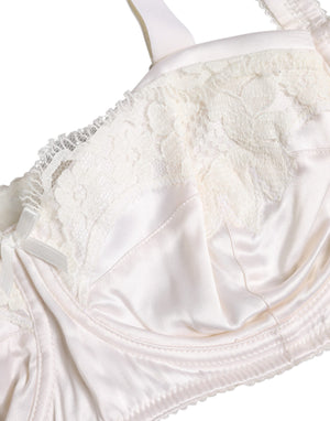 Dolce & Gabbana White Silk Underwired Balconette Bra Underwear