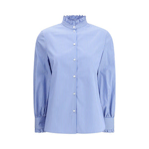 Valentino Blue Cotton Pattern Shirt