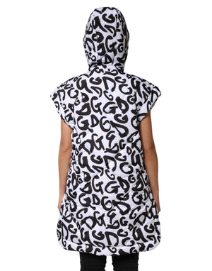 Dolce & Gabbana White DG Mania Hooded Sleeveless Puffer Jacket