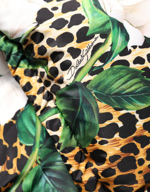 Dolce & Gabbana Multicolor Leopard Rose Puffer Quilted Jacket