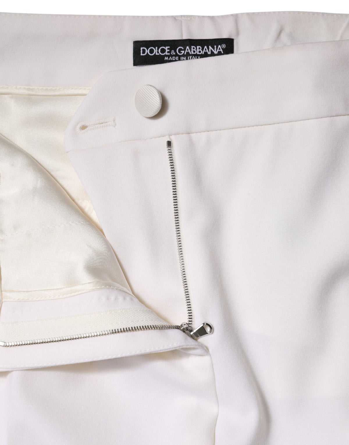 Dolce & Gabbana White Wool Mid Waist Tapered Pants