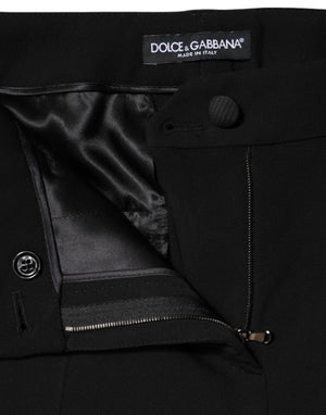 Dolce & Gabbana Black Wool High Waist Tapered Pants