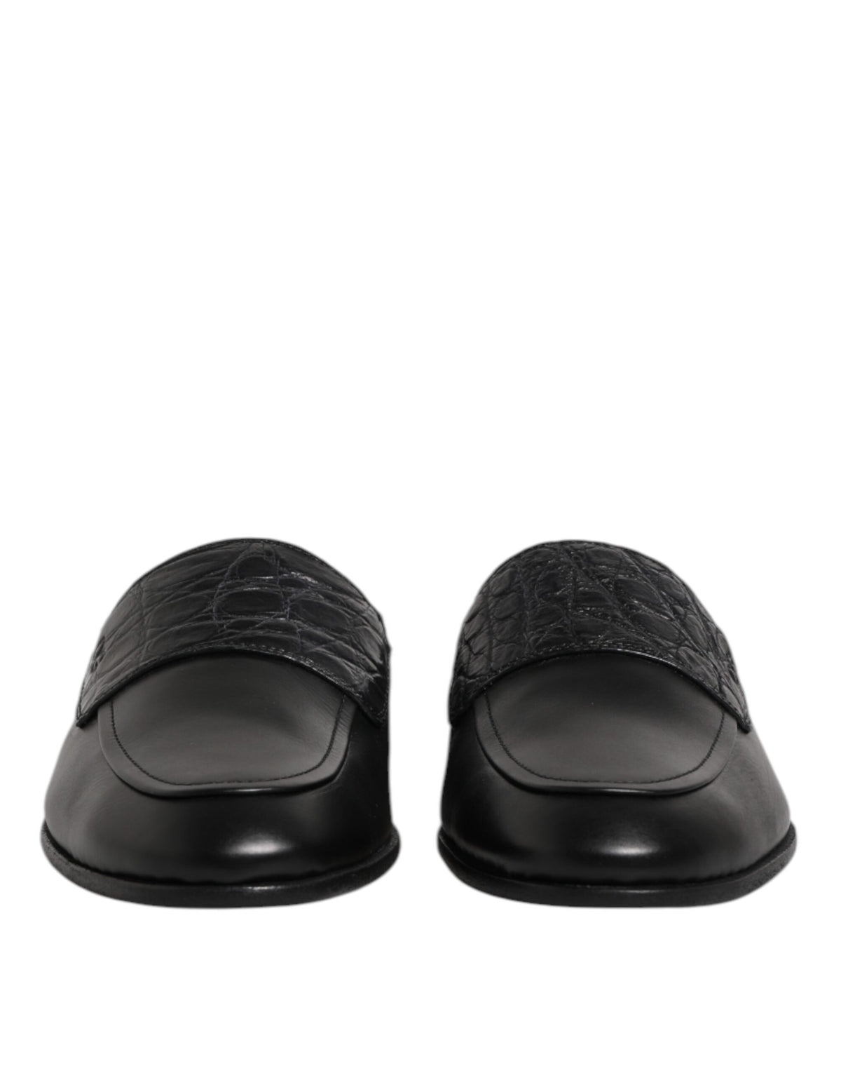 Dolce & Gabbana Black Calfskin Leather Slip On Loafers Shoes