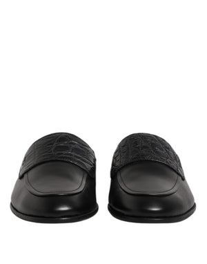 Dolce & Gabbana Black Calfskin Leather Slip On Loafers Shoes