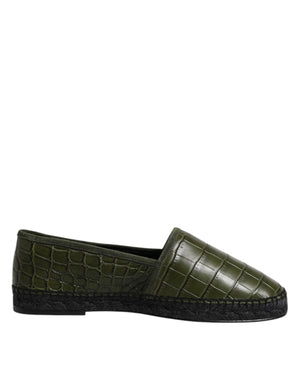 Dolce & Gabbana Green Exotic Leather Espadrilles Slip On Shoes