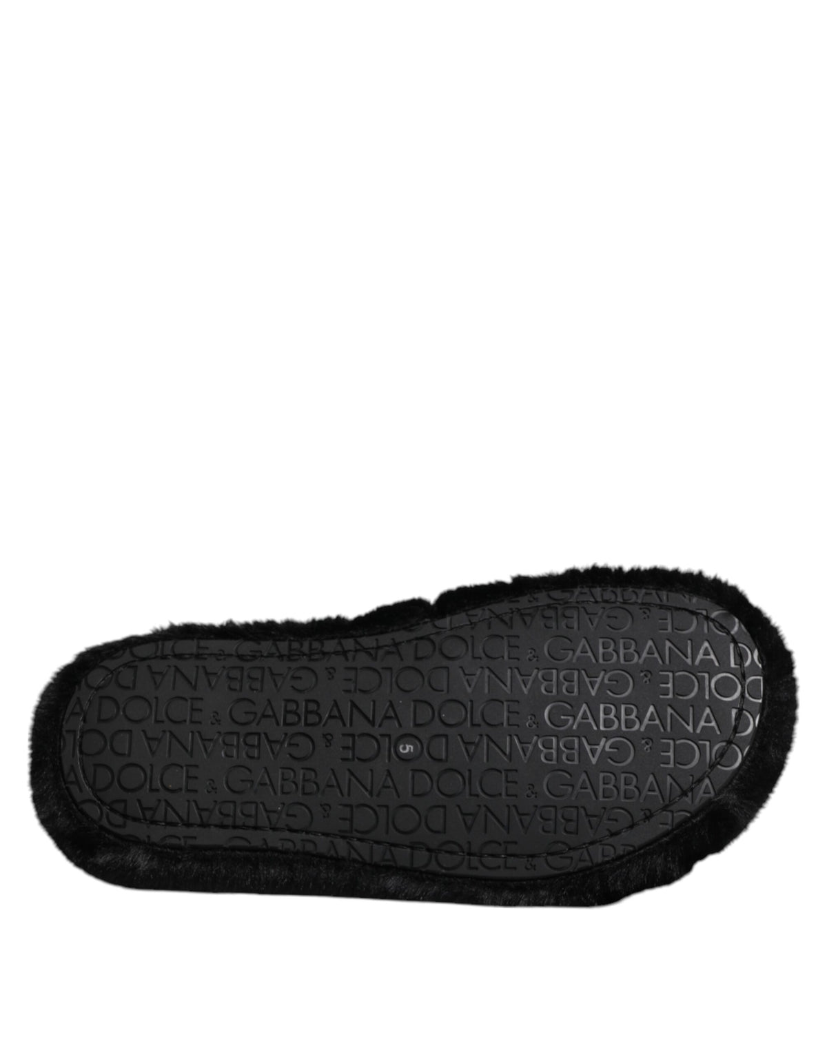 Dolce & Gabbana Black Polyester Velvet Slides Slipper Shoes