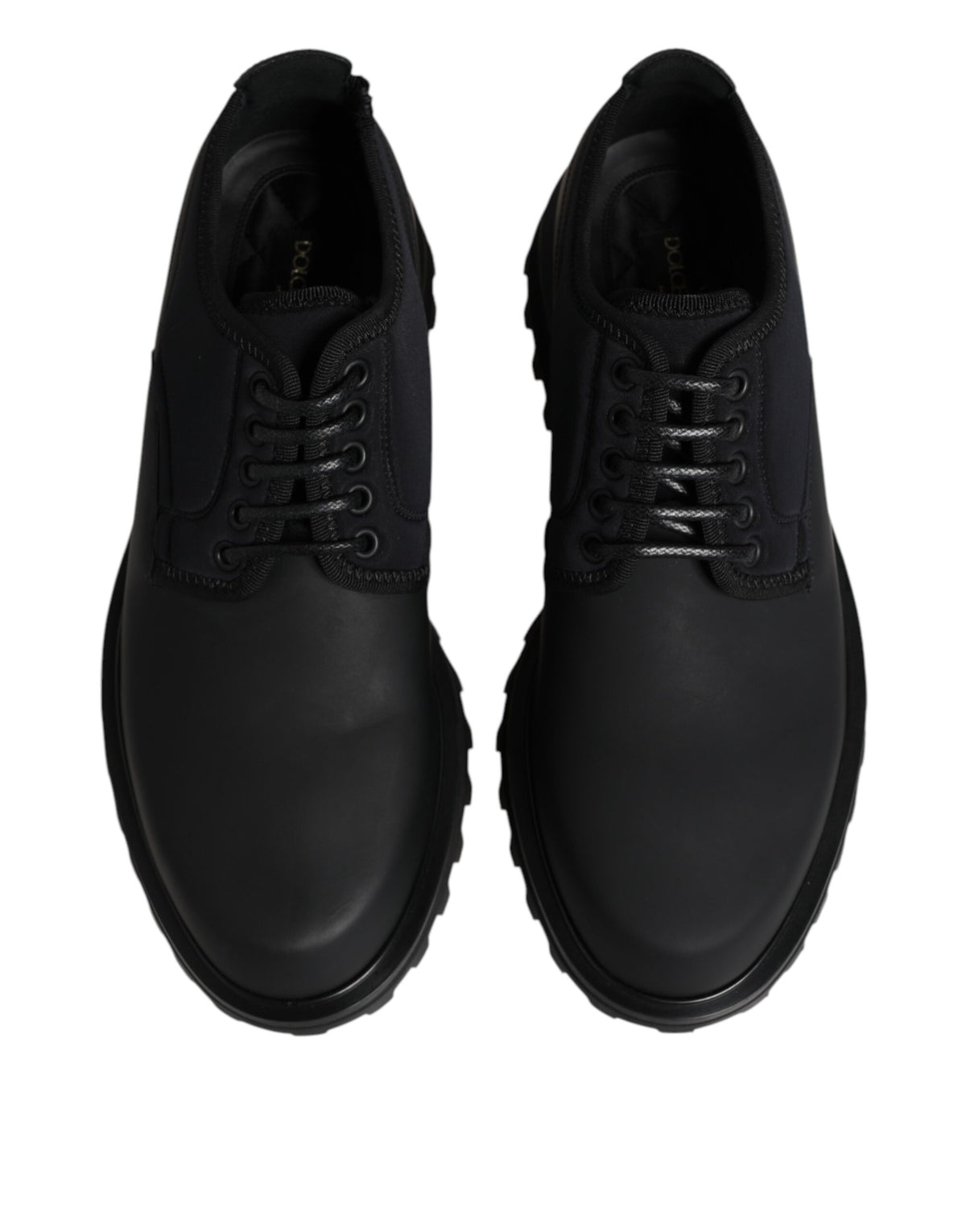 Dolce & Gabbana Black Leather Lace Up Trekking Dress Shoes