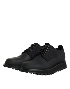 Dolce & Gabbana Black Leather Lace Up Trekking Dress Shoes