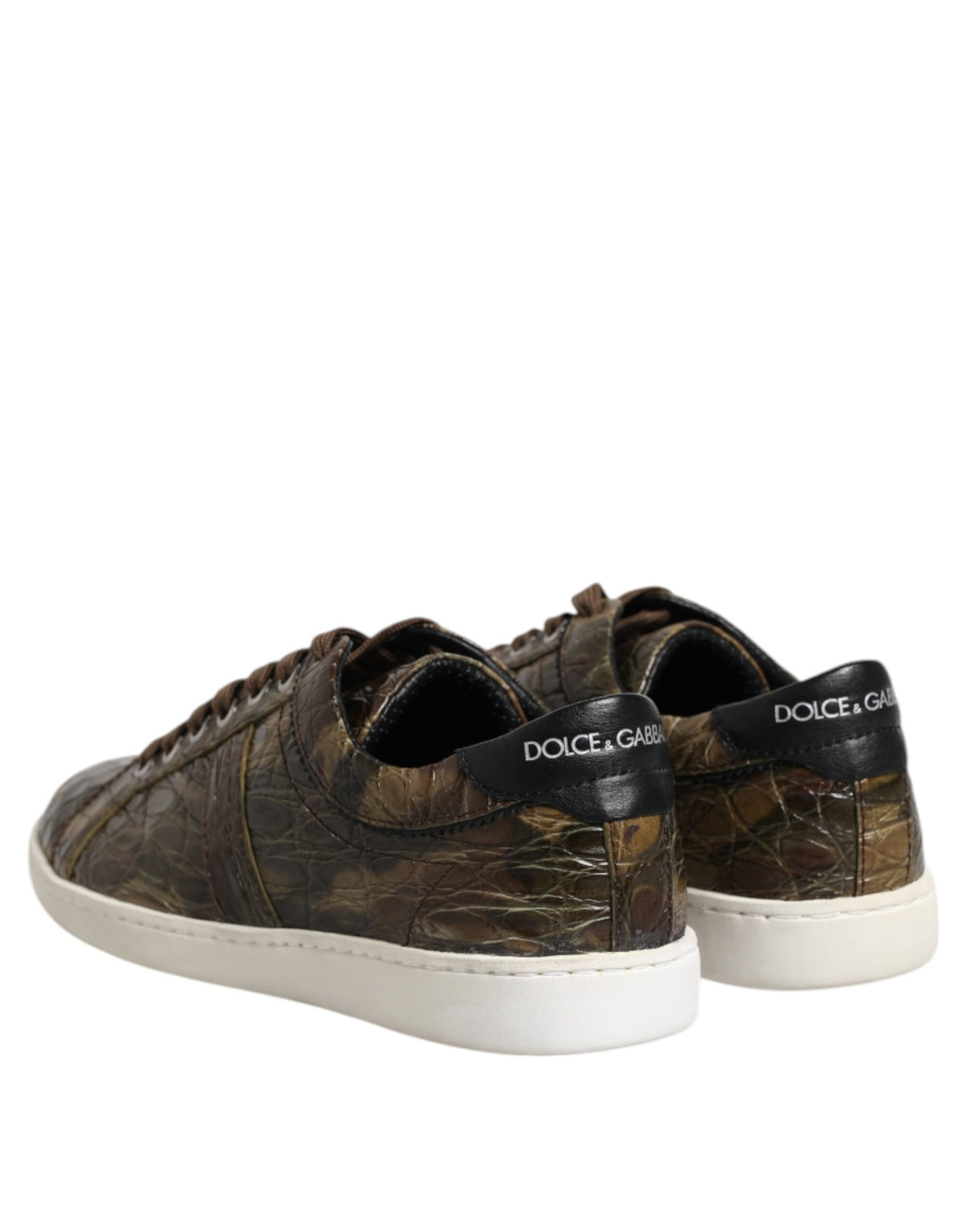Dolce & Gabbana Brown Exotic Leather Low Top Sneakers Shoes