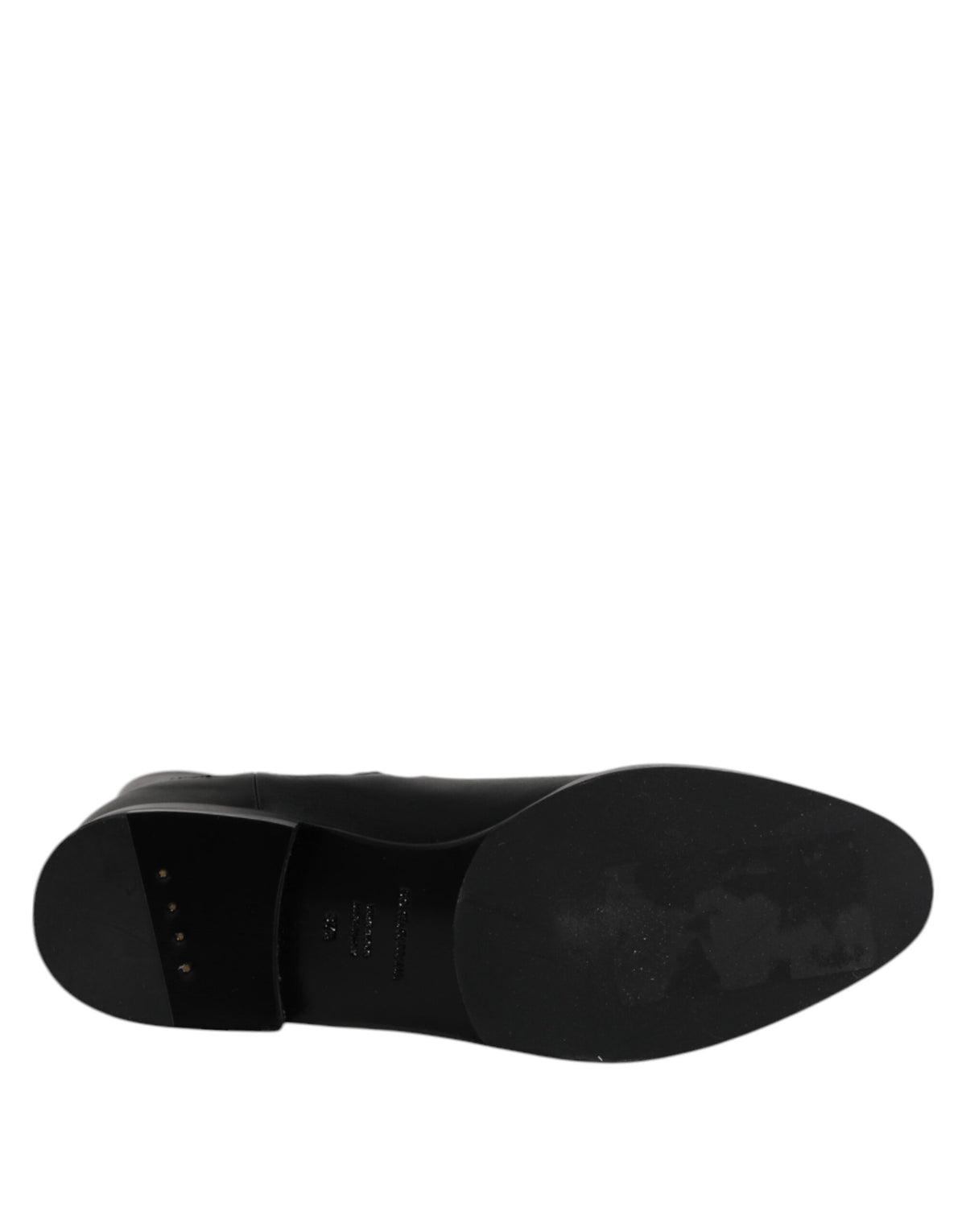 Dolce & Gabbana Black Leather Flats Logo Short Boots Shoes