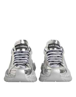 Dolce & Gabbana Silver Leather Super Queen Sneakers Shoes