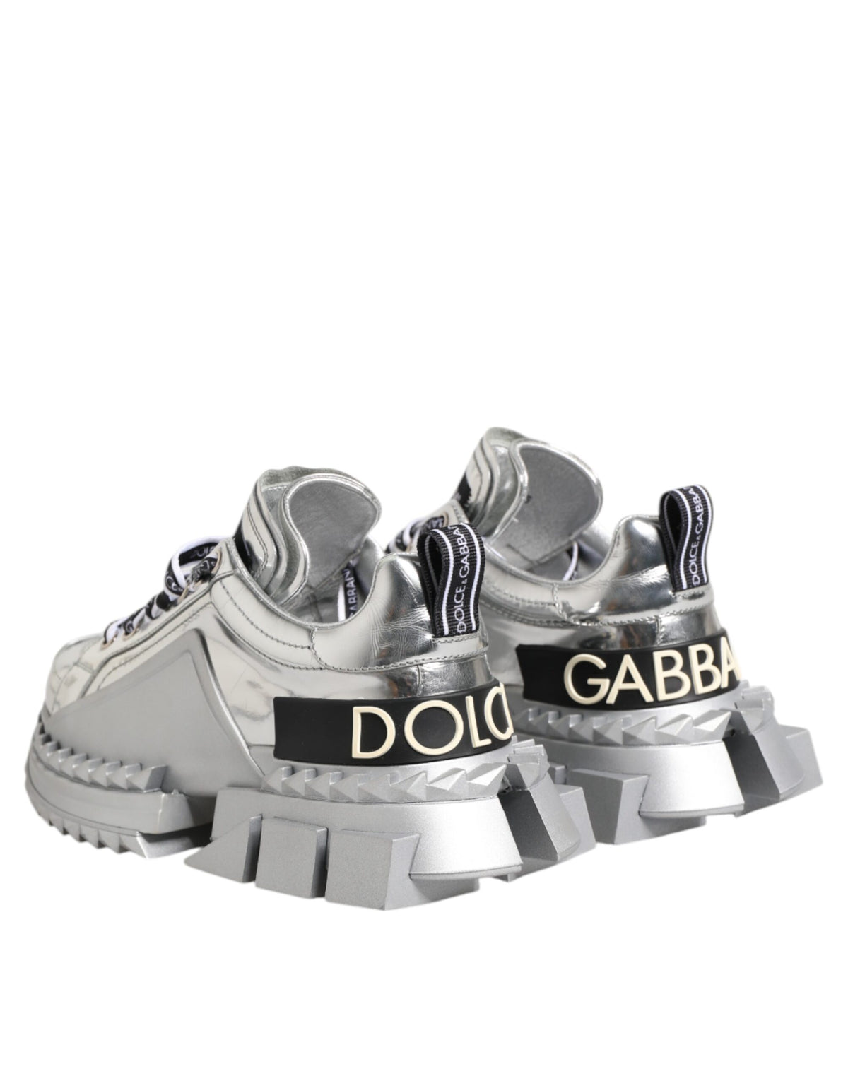 Dolce & Gabbana Silver Leather Super Queen Sneakers Shoes