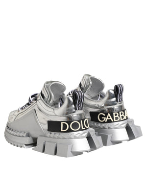 Dolce & Gabbana Silver Leather Super Queen Sneakers Shoes