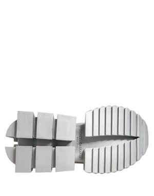 Dolce & Gabbana Silver Leather Super Queen Sneakers Shoes