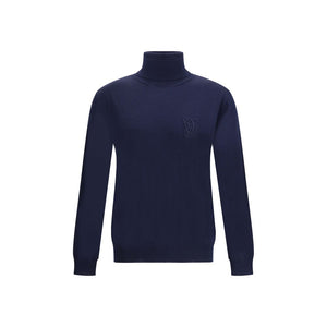 Valentino Blue Fleece Wool Turtleneck