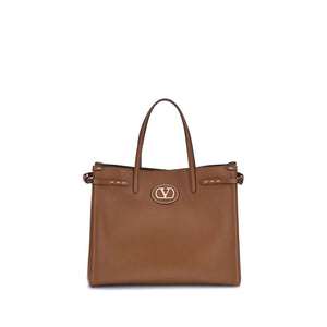 Valentino Garavani Brown Calf Leather Bos Taurus Shoulder Bag