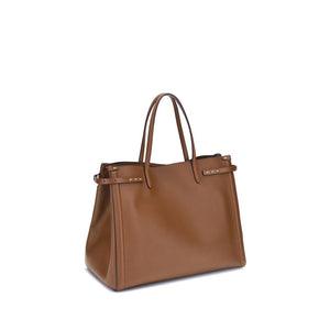 Valentino Garavani Brown Calf Leather Bos Taurus Shoulder Bag