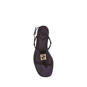 Fendi Purple Calf Leather Bos Taurus Flat Sandals