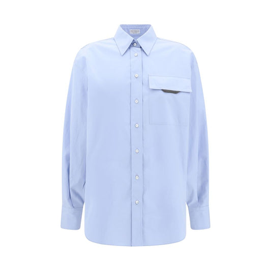Brunello Cucinelli Light Blue Cotton Dress Shirt