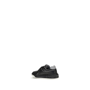 Valentino Garavani Black Calf Leather Bos Taurus Low Top Sneakers