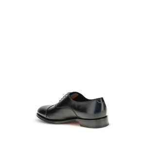 Santoni Black Calf Leather Bos Taurus Oxfords And Derbies