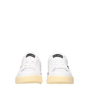 Dolce & Gabbana White Leather Low Top Sneakers