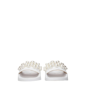Stuart Weitzman White Leather Slippers