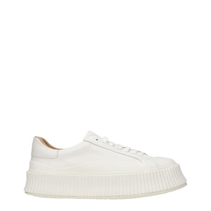 Jil Sander White Leather Platform Sneakers