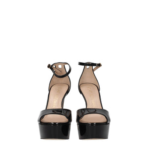 Stuart Weitzman Black Leather Platform Sandals