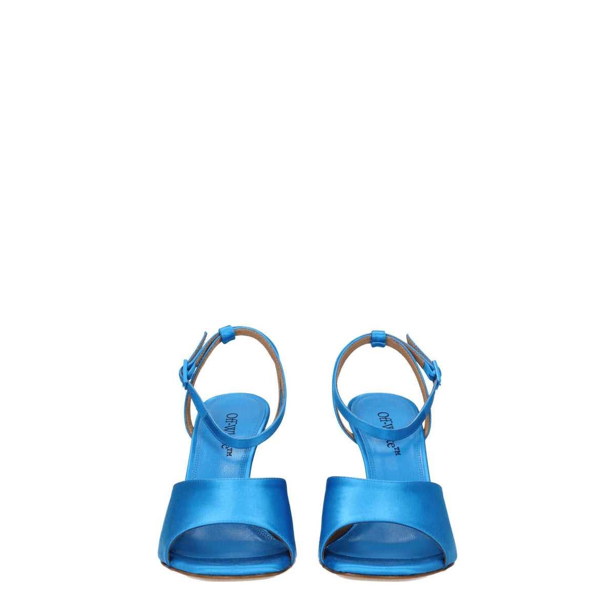 Off-White Blue Satin Stiletto Heel Sandals