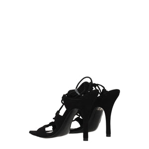 The Attico Black Leather Stiletto Heel Sandals