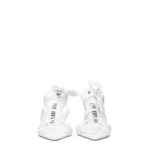 The Attico White Leather Stiletto Heel Sandals