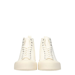 Jil Sander Beige Fabric High Top Sneakers