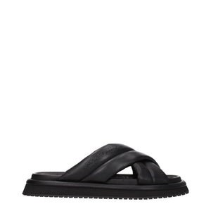 Dolce & Gabbana Black Leather Slippers