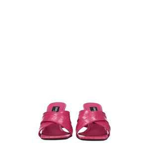 Dolce & Gabbana Pink Leather Platform Sandals