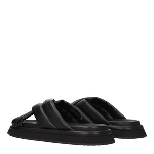 Dolce & Gabbana Black Leather Slippers
