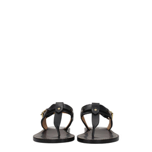 Isabel Marant Black Leather Flip-Flop Sandals