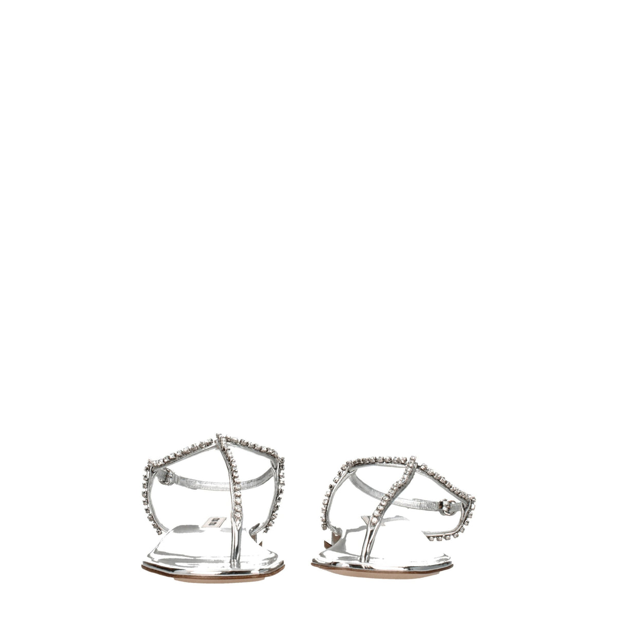 Miu Miu Gray Leather Flip-Flop Sandals