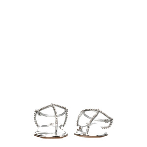 Miu Miu Gray Leather Flip-Flop Sandals