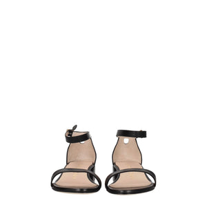 Stuart Weitzman Black Leather Flat Sandals