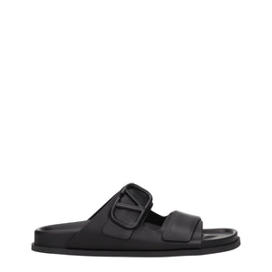 Valentino Garavani Black Leather Slippers