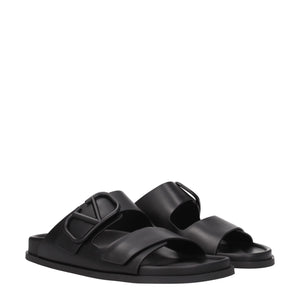 Valentino Garavani Black Leather Slippers