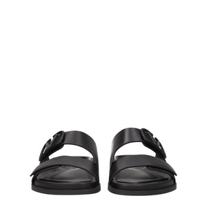 Valentino Garavani Black Leather Slippers