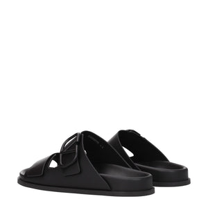 Valentino Garavani Black Leather Slippers