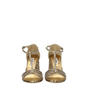 Miu Miu Gold Plastic Platform Sandals