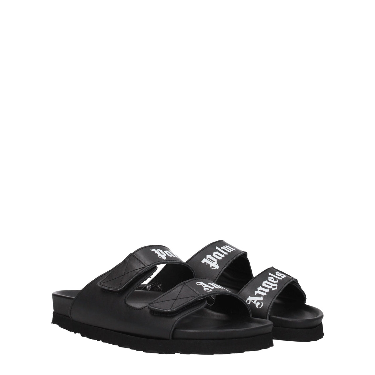Palm Angels Black Leather Flat Sandals