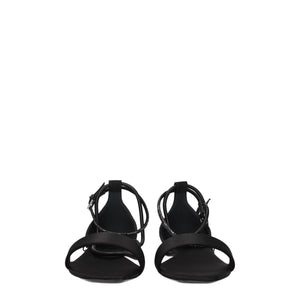 Max Mara Black Satin Flat Sandals