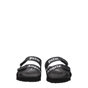 Palm Angels Black Leather Flat Sandals